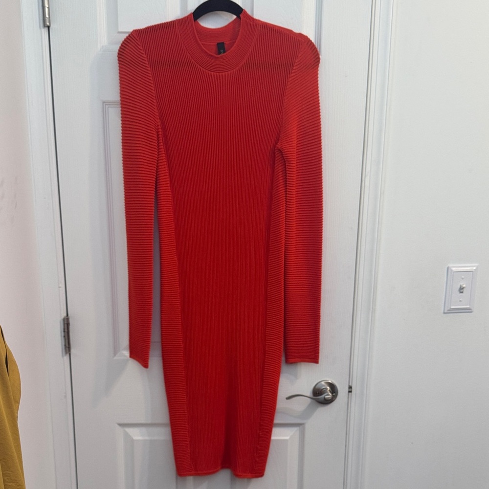 YAS Medium Red Ribbed Knit Dress